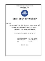 Vận dụng lí thuyết về hoạt động giao tiếp vào dạy học đọc hiểu truyện ngắn hai đứa trẻ của thạch lam   dương thị duyên