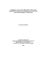 Chemical analysis, identification and differentiation of gastrodia elata blume and other herbal medicines