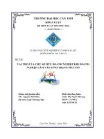 vai trò của chủ sở hữu doanh nghiệp khi doanh nghiệp lâm vào tình trạng phá sản