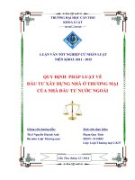 quy định pháp luật về đầu tư xây dựng nhà ở thương mại của nhà đầu tư nước ngoài