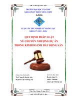 quy định pháp luật về chuyển nhượng dự án trong kinh doanh bất động sản