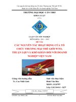 các nguyên tắc hoạt động của tổ chức thương mại thế giới wto, thuận lợi và khó khăn đối với doanh nghiệp việt nam