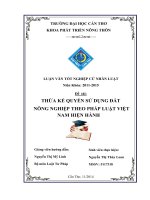 đề tài: thừa kế quyền sử dụng đất nông nghiệp theo pháp luật việt nam hiện hành
