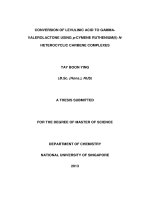 CONVERSION OF LEVULINIC ACID TO GAMMA VALEROLACTONE USING p CYMENE RU(II) n HETEROCYCLIC CARBENE COMPLEXES