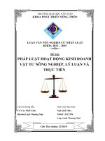 pháp luật hoạt động kinh doanh vật tư nông nghiệp, lý luận và thực tiễn