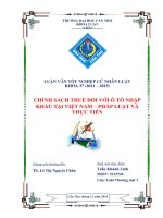 chính sách thuế đối với ô tô nhập khẩu tại việt nam – pháp luật và thực tiễn