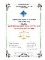 quyền bình đẳng giới trong lĩnh vực giáo dục và đào tạo ở việt nam