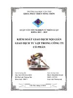 kiểm soát giao dịch nội gián giao dịch tư lợi trong công ty cổ phần