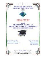 thẩm quyền của tòa án trong việc giải quyết tranh chấp kinh doanh thương mại