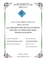 hợp đồng thế chấp tài sản để bảo  đảm tiền vay trong hoạt động tín dụng ngân hàng