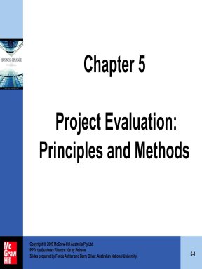 Project evaluation principles and methods