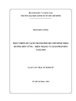 Phát triển du lịch thành phố hồ chí minh theo hướng bền vững   hiện trạng và giải pháp đến năm 2030