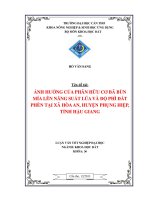 ảnh hưởng của phân hữu cơ bã bùn mía lên năng suất lúa và độ phì đất phèn tại xã hòa an, huyện phụng hiệp, tỉnh hậu giang