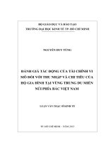 Đánh giá tác động của tài chính vi mô đối với thu nhập và chi tiêu của hộ gia đình tại vùng trung du miền núi phía bắc việt nam