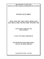 Phân tích việc thực hiện chính sách bảo trợ xã hội trường hợp tỉnh bến tre