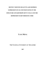 Distinct histone deacetylases repress expression of LH and FSH beta genes in the immature gonadotrope alphat3 1 cells and the repression is reversed by GNRH
