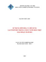 sử dụng hèm bia và bổ sung lactozyme trong chăn nuôi heo thịt giai đoạn 2050 kg