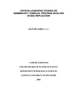 Crystallographic studies on geminin CDT1 complex, proteins involved in DNA replication