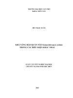 khả năng bảo quản tảo nannochloropsis oculata trong các điều kiện khác nhau
