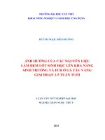 ảnh hưởng của các nguyên liệu làm đệm lót sinh học lên khả năng sinh trưởng và fcr ở gà tàu vàng giai đoạn 15 tuần tuổi