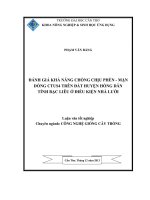 đánh giá khả năng chống chịu phèn  mặn dòng ctus4 trên đất huyện hồng dân tỉnh bạc liêu ở điều kiện nhà lưới