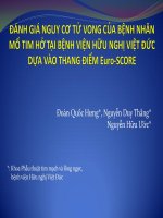 Đánh giá nguy cư tử vong của bệnh nhân mổ tim hở tại bệnh viện hữu nghị việt đức dựa vào thang điểm EURO SCORE
