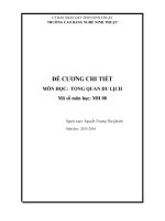 ĐỀ CƯƠNG CHI TIẾT môn học TỔNG QUAN DU LỊCH