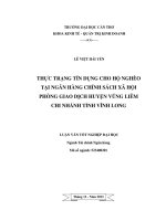 thực trạng tín dụng cho hộ nghèo tại ngân hàng chính sách xã hội phòng giao dịch huyện vũng liêm chi nhánh tỉnh vĩnh long