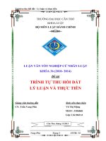 trình tự thu hồi đất lý luận và thực tiễn