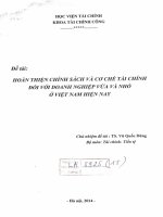 hoàn thiện chính sách và cơ chế tài chính đối với doanh nghiệp vừa và nhỏ ở việt nam hiện nay