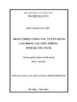 Hoàn thiện công tác tuyển dụng lao động tại viễn thông tỉnh quảng nam  