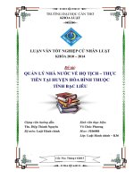 quản lý nhà nước về hộ tịch – thực tiễn tại huyện hòa bình thuộc tỉnh bạc liêu