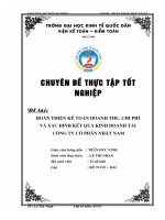 Hoàn thiện kế toán doanh thu, chi phí, và xác định kết quả kinh doanh tại Công ty Cổ Phần Nhật Nam