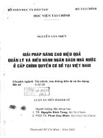 giải pháp nâng cao hiệu quả quản lý và điều hành ngân sách nhà nước ở cấp chính quyền cơ sở tại việt nam