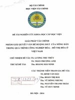 giải pháp tài chính nhằm giải quyết vấn đề ruộng đất của nông dân trong quá trình công nghiệp hóa đô thị hóa ở việt nam