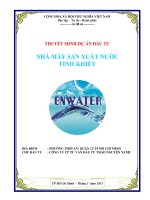 THUYẾT MINH DỰ ÁN ĐẦU TƢ NHÀ MÁY SẢN XUẤT NƢỚC TINH KHIẾT