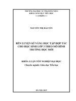 Rèn luyện kĩ năng học tập hợp tác cho học sinh lớp 3 theo mô hình trường học mới (KL07201)