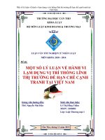 một số lý luận về hành vi lạm dụng vị trí thống lĩnh thị trường để hạn chế cạnh tranh tại việt nam