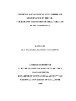 Earnings management and corporate governance in the UK the role of the board of directors and audit committee