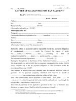 LETTER OF GUARANTEE FOR TAX PAYMENT