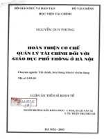 hoàn thiện cơ chế quản lý tài chính đối với giáo dục phổ thông ở hà nội