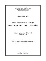 Phát triển nông nghiệp huyện minh hóa, tỉnh quảng bình 