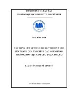 Tác động của sự thay đổi quy định về vốn lên thành quả tài chính các ngân hàng  trường hợp việt nam giai đoạn 2006   2013