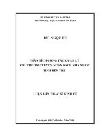 Phân tích công tác quản lý chi thường xuyên ngân sách nhà nước tỉnh bến tre