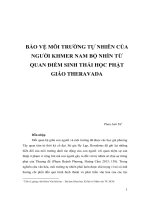 BẢO vệ môi TRƯỜNG tự NHIÊN của NGƯỜI KHMER NAM bộ NHÌN từ QUAN điểm SINH THÁI học PHẬT GIÁO THERAVADA