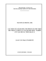 Các nhân tố ảnh hưởng tới tính tuân thủ thuế thu nhập cá nhân của người nộp thuế   nghiên cứu tại chi cục thuế quận 11