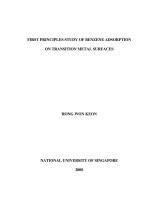 First principles study of benzene adsorption on transition metal surfaces