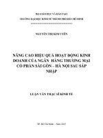 Nâng cao hiệu quả hoạt động kinh doanh của ngân hàng thương mại cổ phần sài gòn   hà nội sau sáp nhập