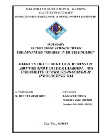 effects of culture conditions on growth and feather degradation capability of chryseobacterium indologenes k14