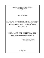Xây dựng câu hỏi để đánh giá năng lực học sinh trong dạy học chương 1, Sinh học 11